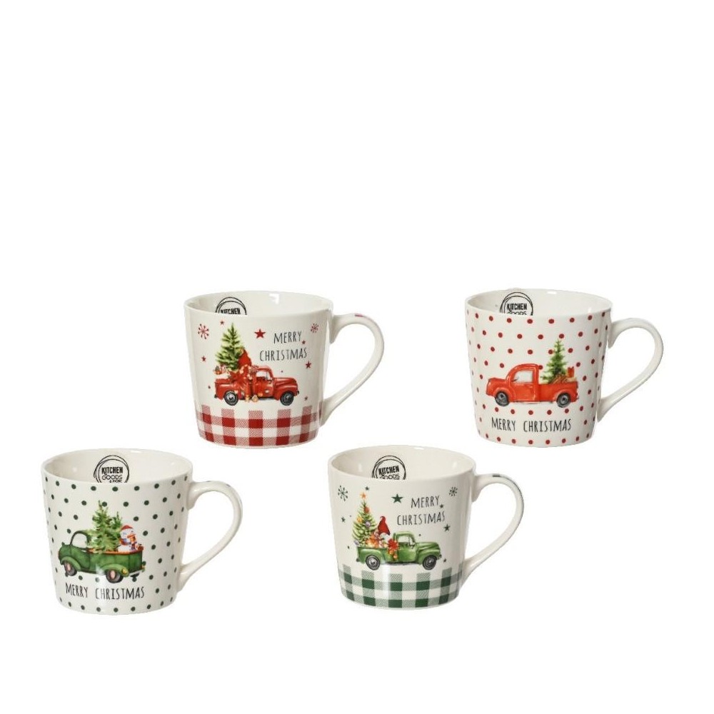 TAZZA CERAMICA NATALIZIA 4 ASSORTITI H.8.8CM.